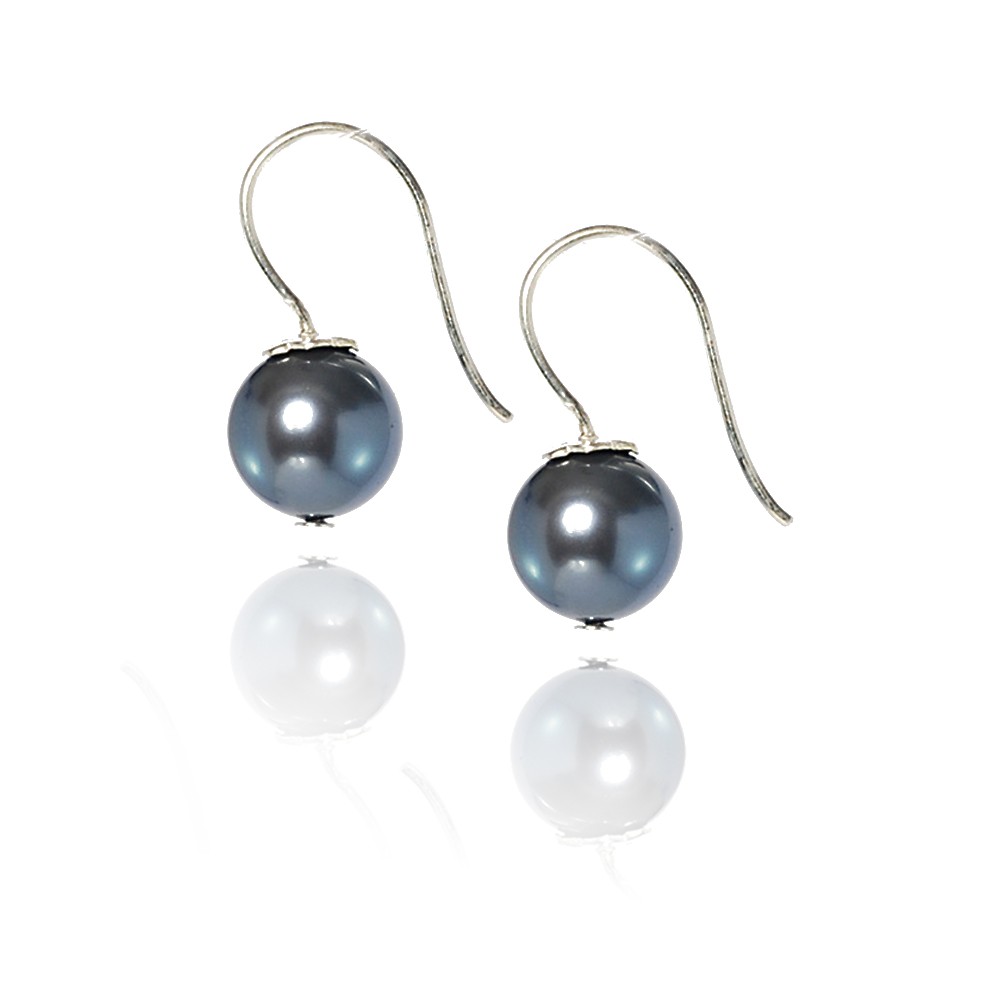 ต่างหูเงิน 925 ประดับมุกแท้ Grey Pearl รุ่น AE-1094