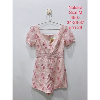 จั๊มสูทขาสั้น สีชมพู ลายดอกเล็ก NOKARA SIZE M