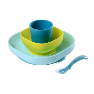 ชุดเซ็ตทานอาหารซิลิโคน 4 ชิ้น BEABA Silicone Meal Set - Blue