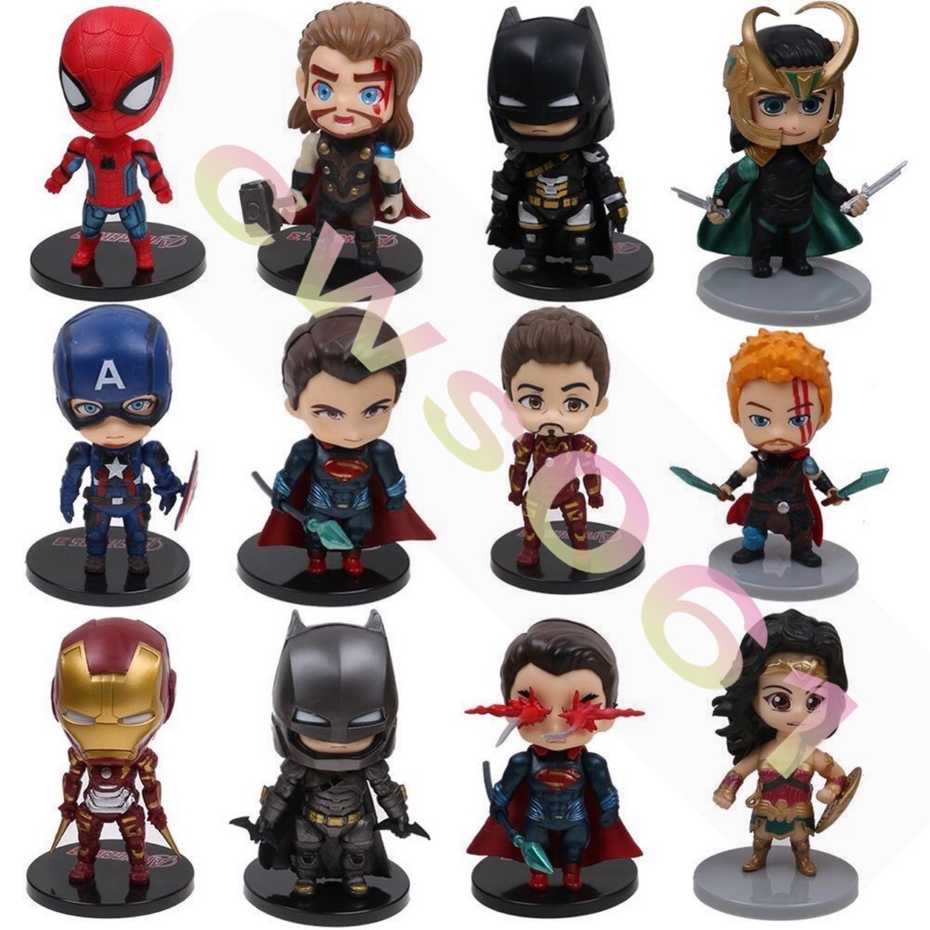 6PcsSet 10cm Marvel Avengers DC Comic Justice League Cute Super Hero