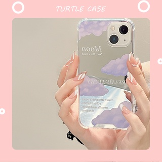 [พร้อมส่ง] เคสโทรศัพท์มือถือ ซิลิโคน ลายก้อนเมฆ พร้อมกระจก สําหรับ iPhone 14 13 12 11 PROMAX XS XR XSMAX SE2020 6 7 8PLUS MINI