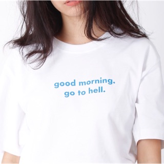 Brainwashedtheory เสื้อยืดแขนสั้น good morning. go to hell