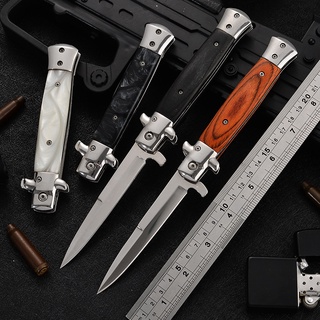 outdoor equipment ใหม่ล่าสุด มีดสแตนเลส ใบมีดมีความแข็งสูง Genuine Italian Knives Italian Stiletto Knife Folding Knife