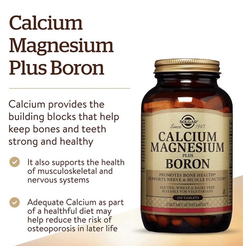🌟PreOrder🌟 Solgar, Calcium Magnesium Plus Boron, 250 Tablets🇺🇸