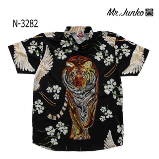 ⚡ ส่งฟรี⚡เสื้อเชิ้ตชาย งานต่อลาย Mr-Junko ลายเสื้อโคร่ง นกกระสา N-3282