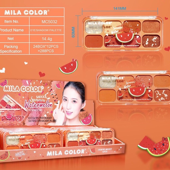 MC5032 อายแชโดว์ MILA COLOR 8เฉดสีในตลับเดียว อายแชโดว์โทนส้มอิฐ สีสวยติดทนนาน
