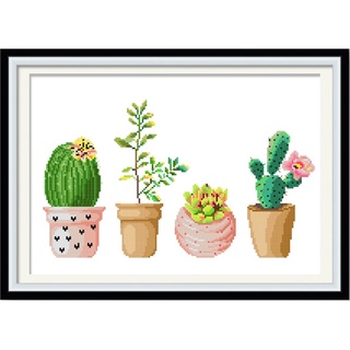 ชุดปักครอสติช ลายต้นตะบองเพชร ชุดที่ 1 ขนาด 50*38 ซม.