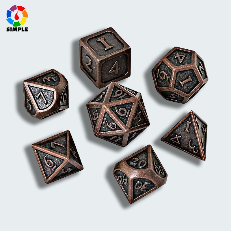 New Design Dragon Scales Metal Dice 7pcs with Pouch for Dungeons and