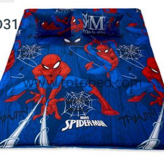 ที่นอนปิคนิค โตโต้ (TOTO) ลายการ์ตูนลิขสิทธิ์ สไปเดอร์แมน(Spiderman) ลายเดียวกับผ้าปู  มีหมอนแถม ถอดซักได้