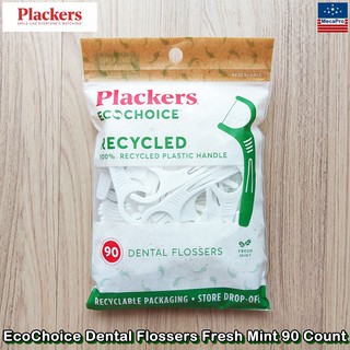 Plackers® EcoChoice Dental Flossers Fresh Mint 90 Count ไหมขัดฟัน กลิ่นเฟรชมิ้นต์ รีไซเคิล 100%