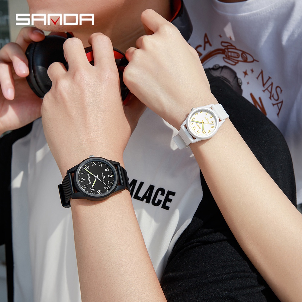 Sanda Brand นาฬิกาข้อมือควอตซ์แฟชั่น กันน้ํา บางเฉียบ สไตล์เรโทร เรียบง่าย สําหรับผู้ชาย ผู้หญิง