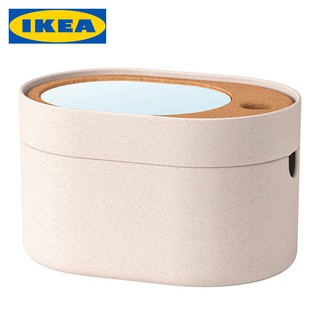 SAXBORGA กล่อง+ฝาปิดมีกระจก พลาสติก ไม้ก๊อก 24x17 ซม. IKEA อีเกีย