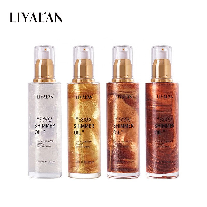 Liyaln Body Shimmer Oil มังสวิรัติ Glow Lotion Face Liquid Highlighter Illuminator แต่งหน้า Bronze G