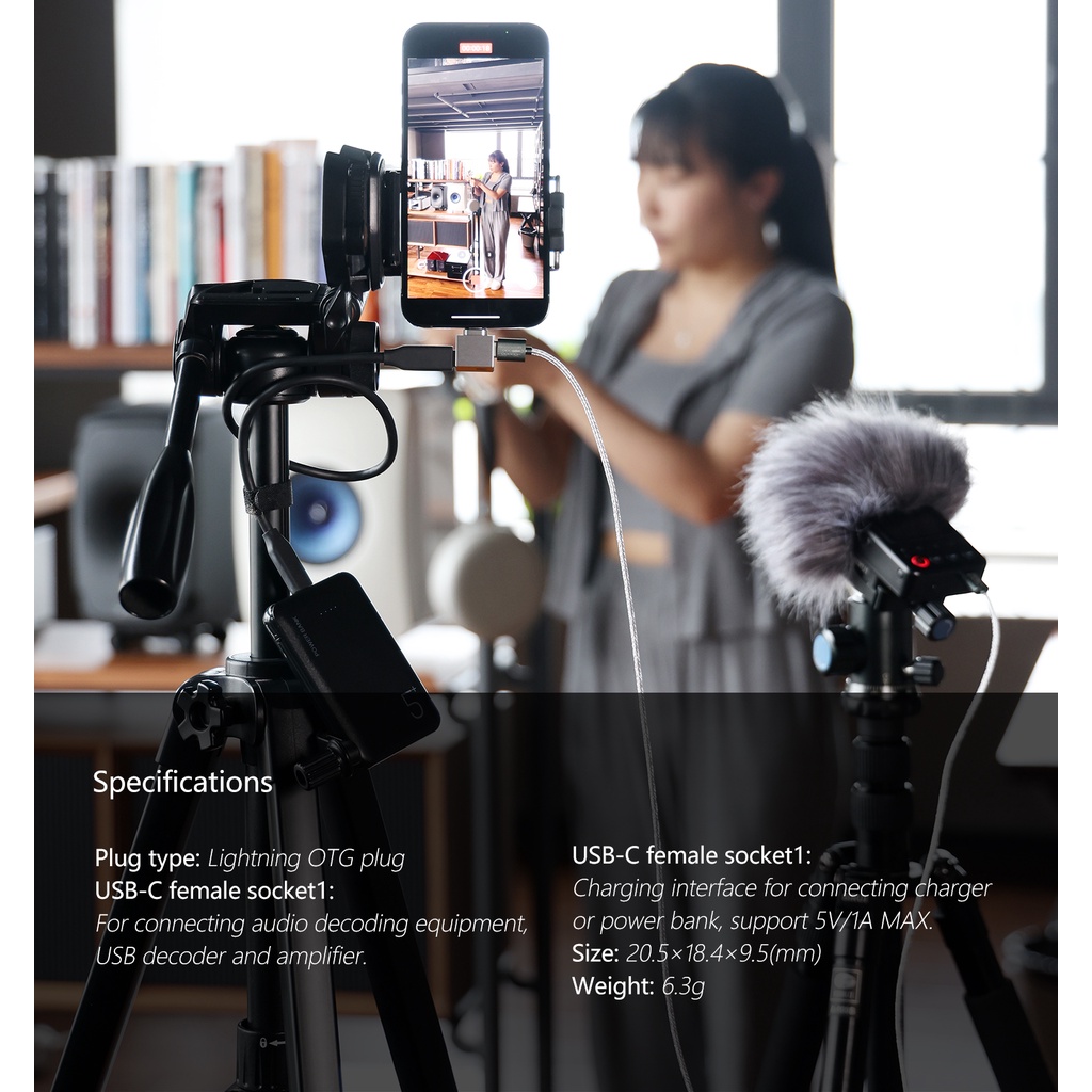 Dd DdHiFi TC28i PRO Lighting To Dual Type-C อะแดปเตอร์พาวเวอร์ USB OTG สําหรับอัพเกรด I OS Drivers