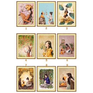 (มี 25 ลาย) ครอสติชพิมพ์ลาย ไดอารี่เกิร์ล เด็ก สาวน้อย การ์ตูน (Diary girl, forest girl series Cross stitch kit)