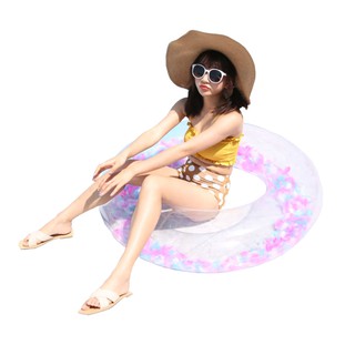 Float Me Summer ห่วงยางใส ลายขนนก Inflatable Feathers Translucent Pool Float