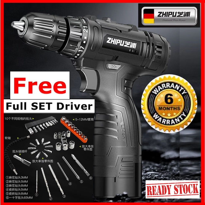 PUCHONG 12V แบตเตอรี่สว่านมือไร้สาย ZHIPU ScrewDriver Impact Driling ไฟฟ้า Li-on Bateri ลิเธียม Maki