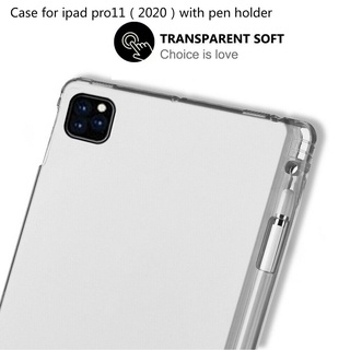 เคสฝาหลังใส นิ่ม มีช่องใส่ปากกา ไอแพด Pro 12.9 Gen 4/5/6 ( ปี 2020/21/22) ใส่ได้ทั้ง 3 เจนTPU with Pen Holder Soft Case