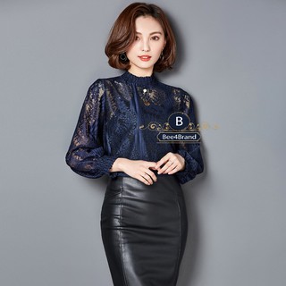 เสื้อแขนยาวผ้าลูกไม้ Women elegant lace lantern sleeve shirt