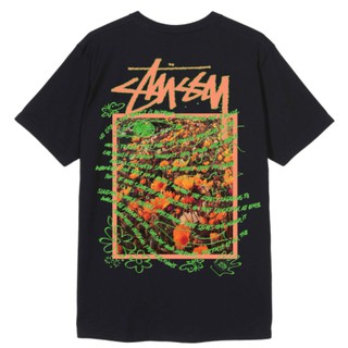 เสื้อยืดพิมพ์ลาย Allen 777 Stussy Super Bloom เสื้อยืดแขนสั้นลายดอกไม้ผีเสื้อสําหรับผู้ชายและผู้หญิง