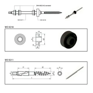 ขายึดรางสำหรับหลังคากระเบื้องลอนคู่ SOLAR CELL L - feet Hook hanger bolt ขนาด10M×200mm