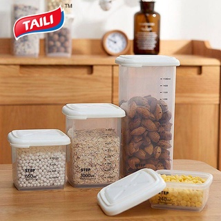 TAILI กล่องเก็บของ ถังเก็บ กล่องเก็บขนมสำหรับเด็ก กล่องถนอมผลไม้ ครัว ด้วยมาตราส่วน สแควร์ โปร่งใส ซีล ความจุสูง Storage Box Storage tank Childrens snack storage box Fruit preservation box kitchen With scale Square Transparent seal High capacity