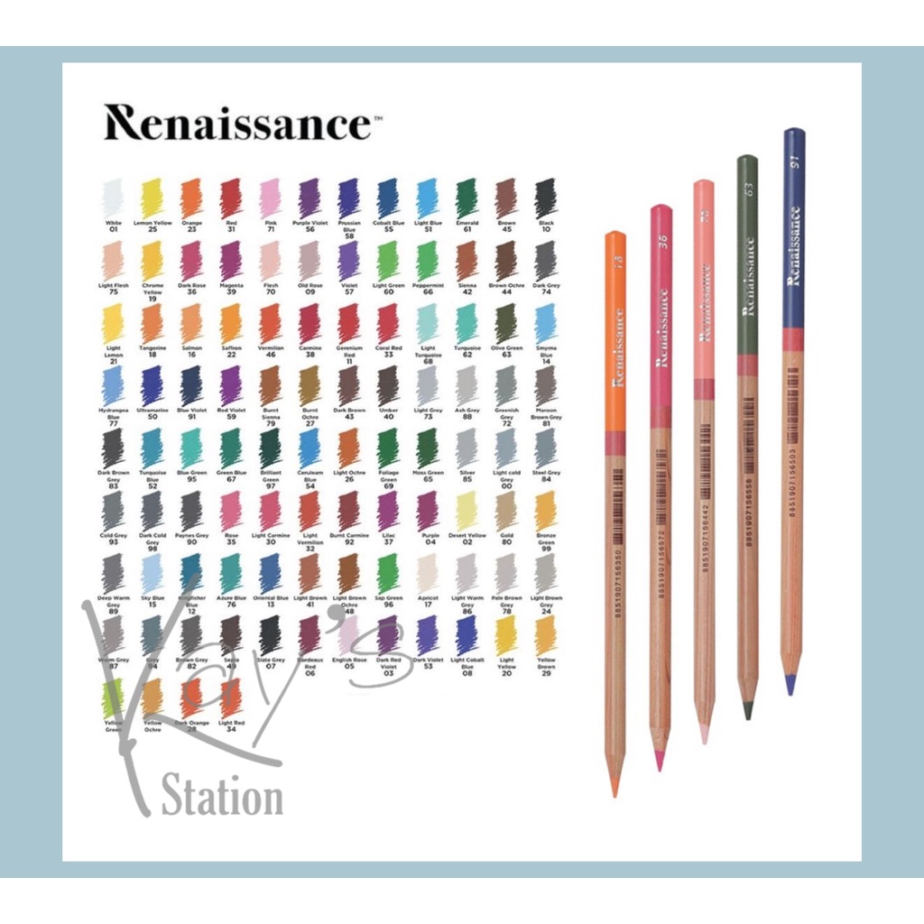 Renaissance Artist ดินสอสีไม้เรนาซองซ์ สีไม้เกรดอาร์ตติส 48 สี สีไม้ (ขายเป็นด้าม)*