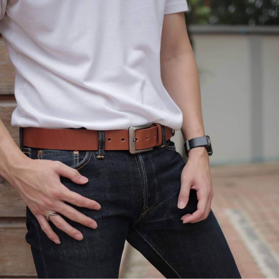เข็มขัดหนังแท้ หนังวัวนอก Cow leather belt 1.5 รูปที่ 5