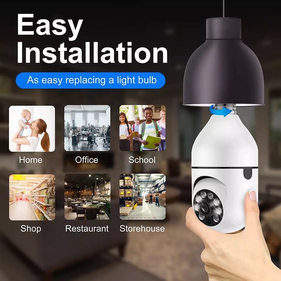 Tuya WiFi Bulb Camera กล้องวงจรปิดใส่ขั้วหลอดไฟหมุนได้360 จับความเคลื่อนไหว ใช้กับแอพTuya/Smart Life