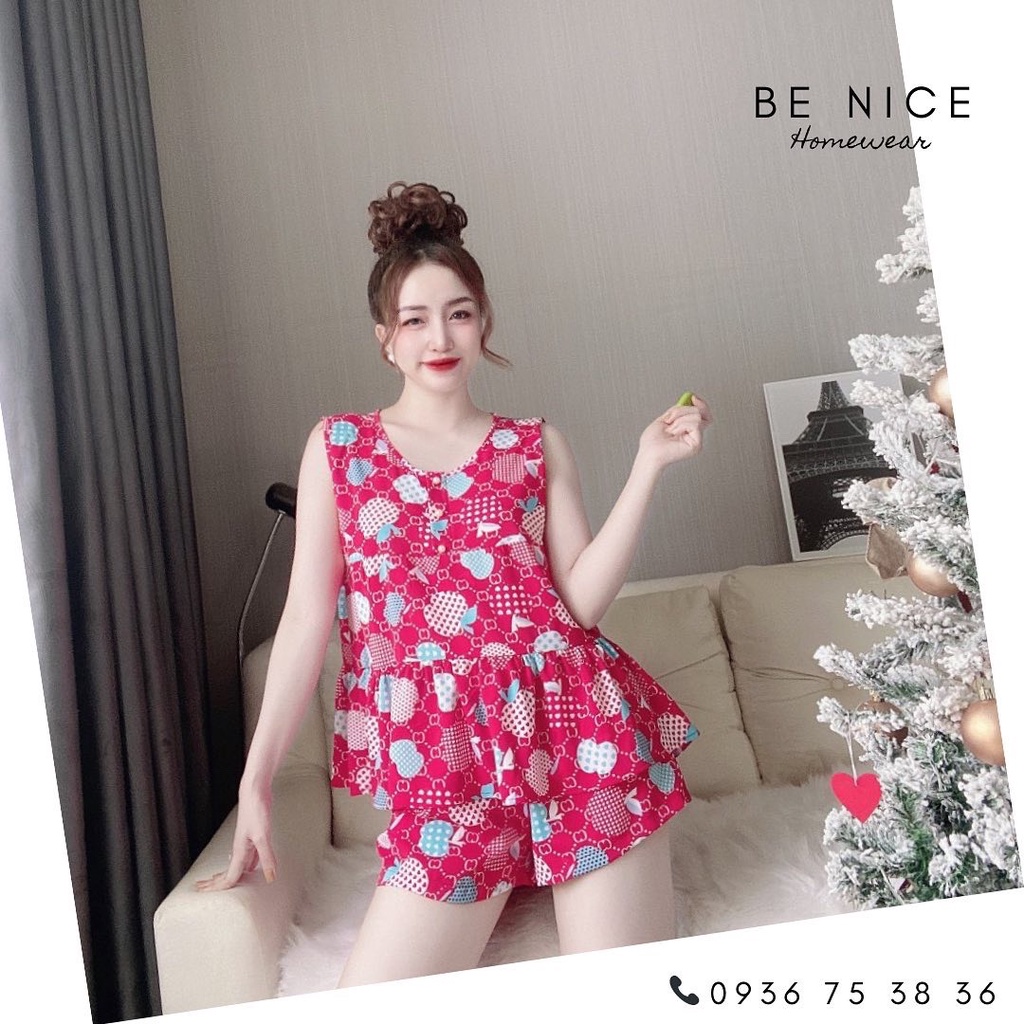 Be Nice Homewear set แขนบานและกระดุมน่ารักสําหรับ Be Nice Homewear