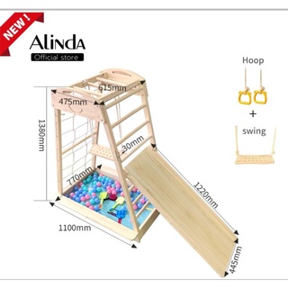 Alinda พร้อมส่ง ปีนป่าย Jungle gym smile half size Slider ปีนป่ายไม้ montessori มอนเตส สไลเดอร์