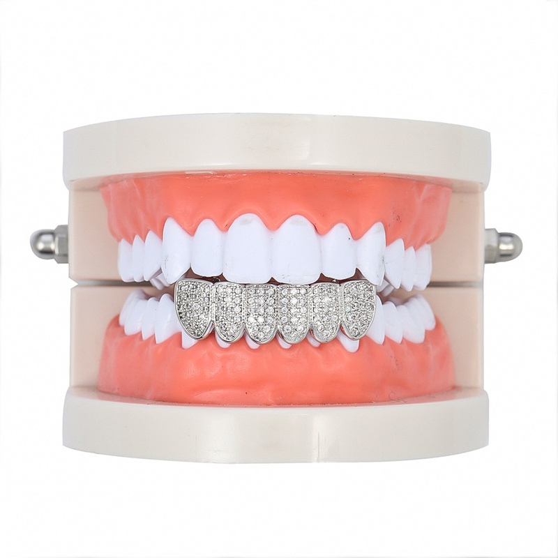 ฮิปฮอปฟันเครื่องประดับจัดฟันฟันGrillzชุดซิลเวอร์โกลด์เพชรเพทายเครื่องประดับพังก์คอสเพลย์ปาร์ตี้ของขวัญ