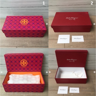 กล่องใส่รองเท้า กล่องรองเท้า แบรนด์ TORY BURCH และ Ferragamo ของแท้ พร้อมลายของแบรนด์ ซื้อจาก shop กล่องแบรนด์เนม