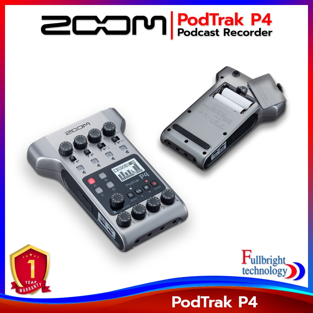 เครื่องบันทึกเสียงพกพา Zoom PodTrak P4 Podcast Recorder เครื่องบันทึกเสียงพอดแคสต์ ประกันศูนย์ 1 ปี