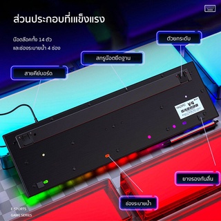  Theshyซื้อ1แถม1 Gaming Keyboard คีย์บอร์ดภาษาไทย พร้อมไฟ LED สีรุ้ง 4 ดวง แป้นพิมพ์ภาษาไทย คีย์บอร์ดเกมมิ่ง พร้อมไฟ img 4