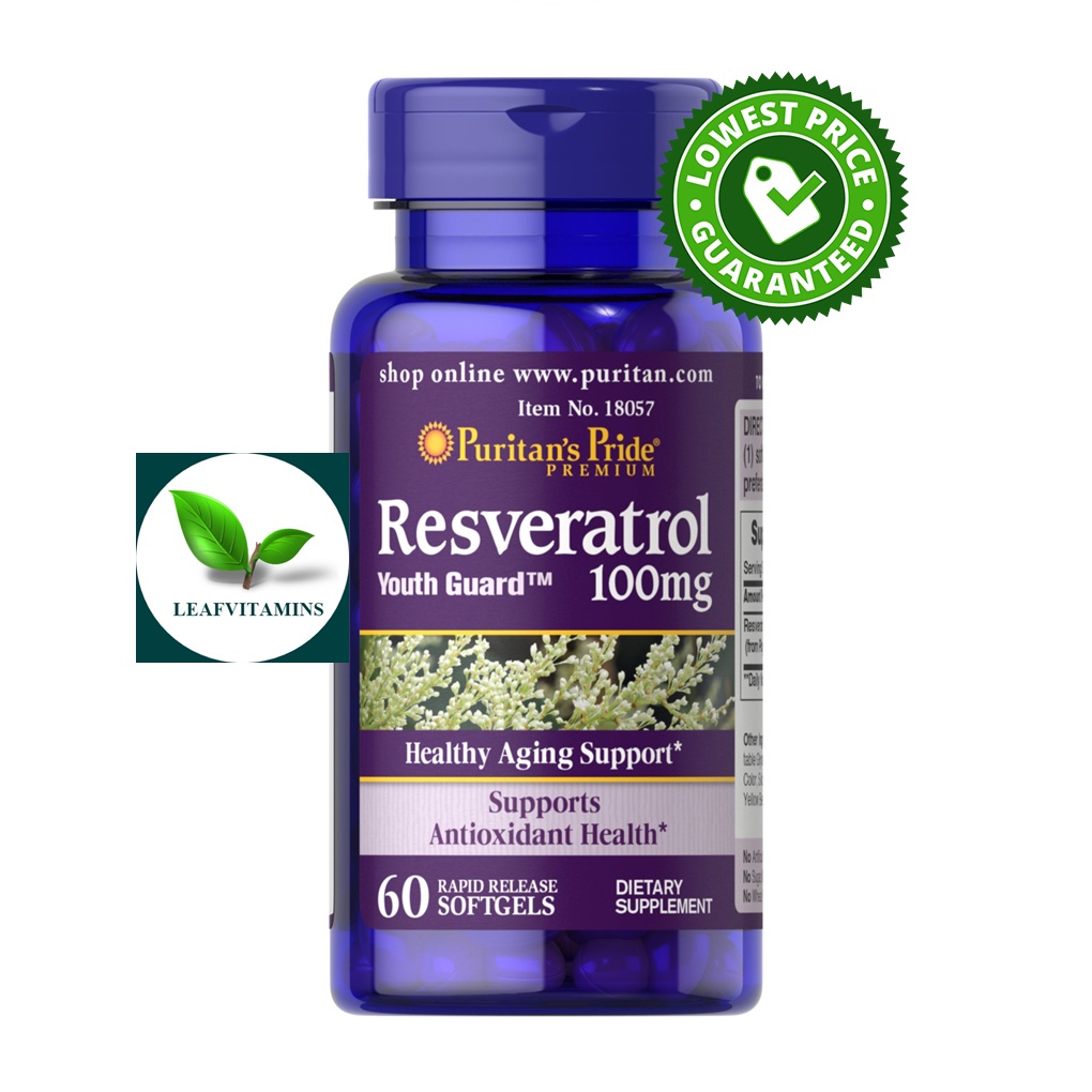 Healthy Food ✽Puritan's Pride Resveratrol 100 mg / 60 Softgels☝