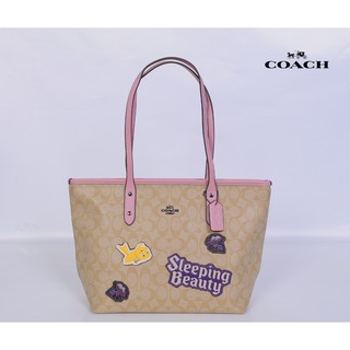 COACH TOTE IN SIGNATURE CANVAS WITH SLEEPING BEAUTY