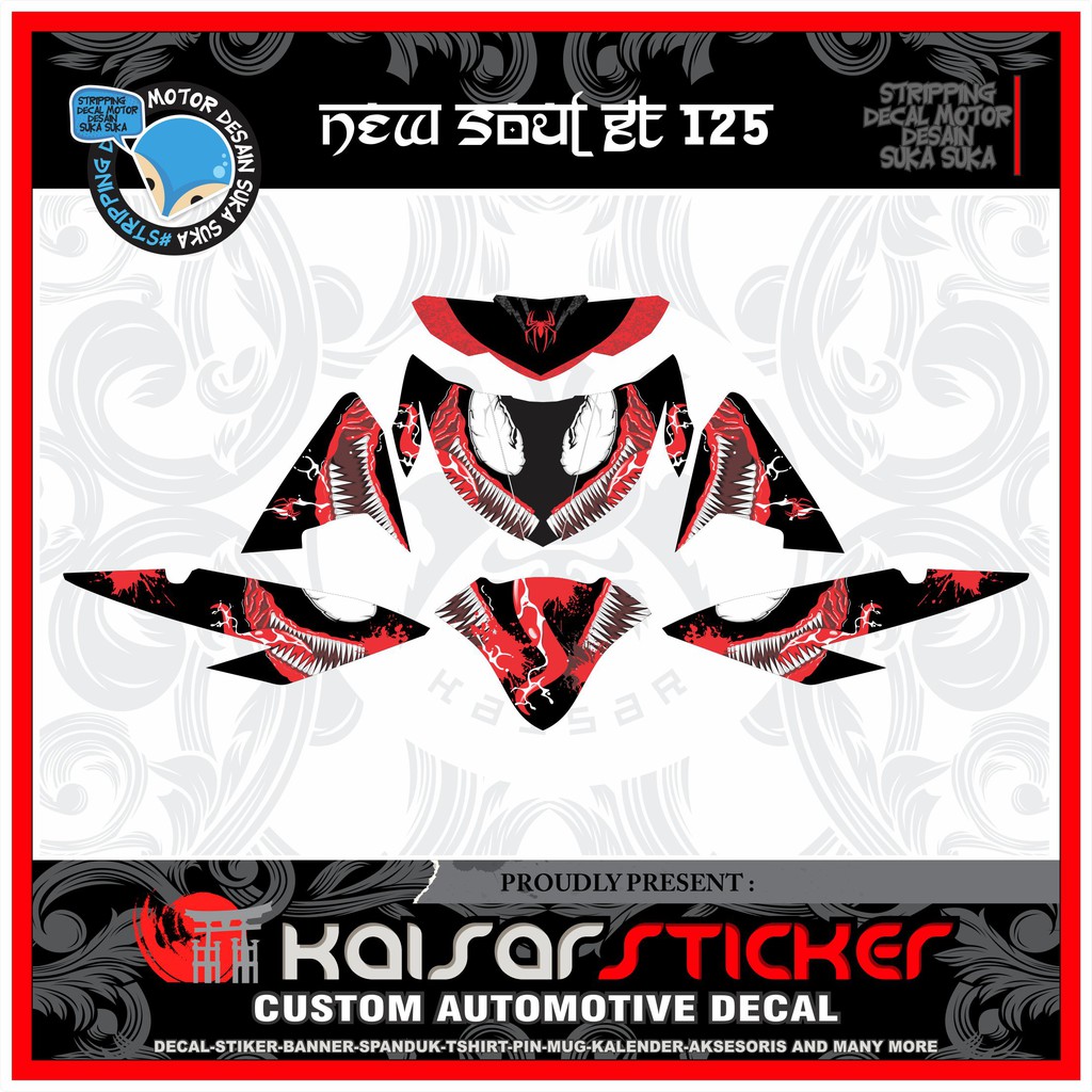 สติ๊กเกอร์รูปลอกรถจักรยานยนต์แบบเต็มตัว Yamaha Soul Gt 125 VENOM สติ๊กเกอร์