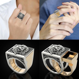 Fashion Lion Two Tone 925 Silver Rings For Men Party R9T7 Size Gift 7-13 Z7F8 Y7I7 V9P3 Ring E6S6