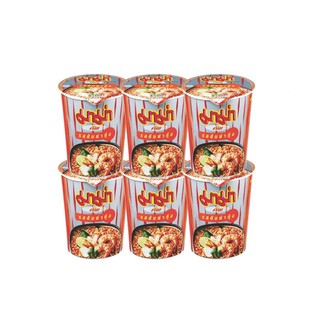 มาม่าคัพ บะหมี่กึ่งสำเร็จรูป รสต้มยำกุ้ง 60 กรัม x 6 ถ้วย Mama Cup Instant Noodles Shrimp Tom Yum Flavor 60 grams x 6 cu