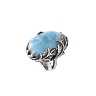 Artisan by NK - แหวนหินลาริมาร์ Larimar แหวนนำโชค เสริมดวงความรัก ตัวเรือนเงินแท้ ตัดต่อไซส์ เปลี่ยนตัวเรือนได้