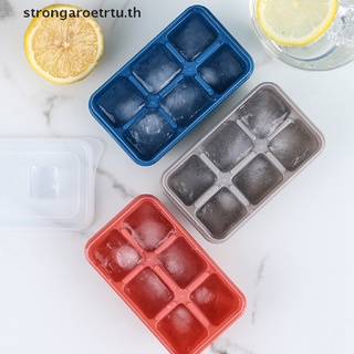 【strongaroetrtu】แม่พิมพ์ซิลิโคน 6 ช่อง ปลอด BPA พร้อมฝาปิด ถอดออกได้ สําหรับทําน้ําแข็ง