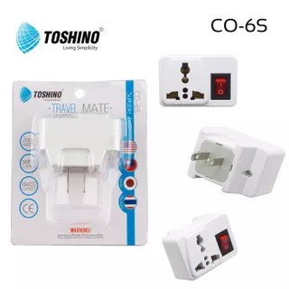 Toshino ปลั๊กแปลงขา 2 ขา แบน รุ่น CO-6S (สีขาว) 1 ช่อง 1 สวิตท์