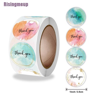 Risingmeup --- สติกเกอร์ฉลาก ลายดอกไม้ Thank You สีพื้น สําหรับตกแต่ง 500 ชิ้น