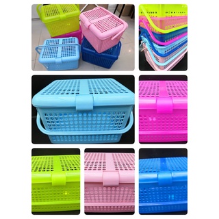 Pet Basket ตะกร้า เอนกประสงค์ มีฝาปิด ตะกร้าใส่สุนัข ตะกร้าใส่แมว ตะกร้าใส่ผ้า ขนาด 30-40 cm