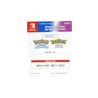 Nintendo Switch Digital Download Code for 100 Poké Balls Redeemable โค้ดดาวน์โหลด เพิ่มโปเกบอลในเกม