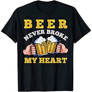 เสื้อยืดวินเทจเสื้อยืด พิมพ์ลาย Beer Never Broke My Heart Beer ตลก สําหรับปาร์ตี้S-5XL