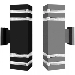 โคมไฟติดผนังภายนอก Outdoor Lamp Square - โคมไฟ ไฟติดผนัง โคมไฟติดผนัง ไฟกิ่ง ไฟกิ่งภายนอก ทรงเหลียม สีดำ/เทา