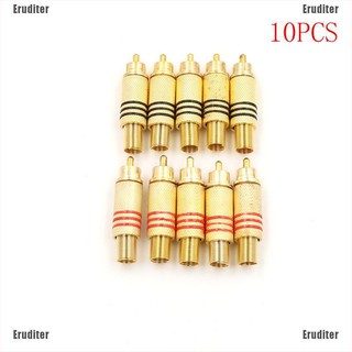 Eruditer แจ็ค RCA ตัวผู้ สีทอง สําหรับเชื่อมต่อเสียง 10 ชิ้น