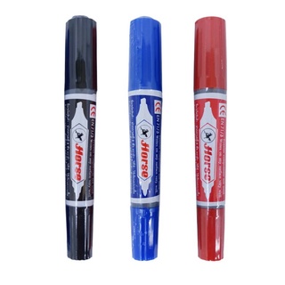 ปากกาเคมี 2 หัว ตราม้า (น้ำเงิน/แดง/ดำ)